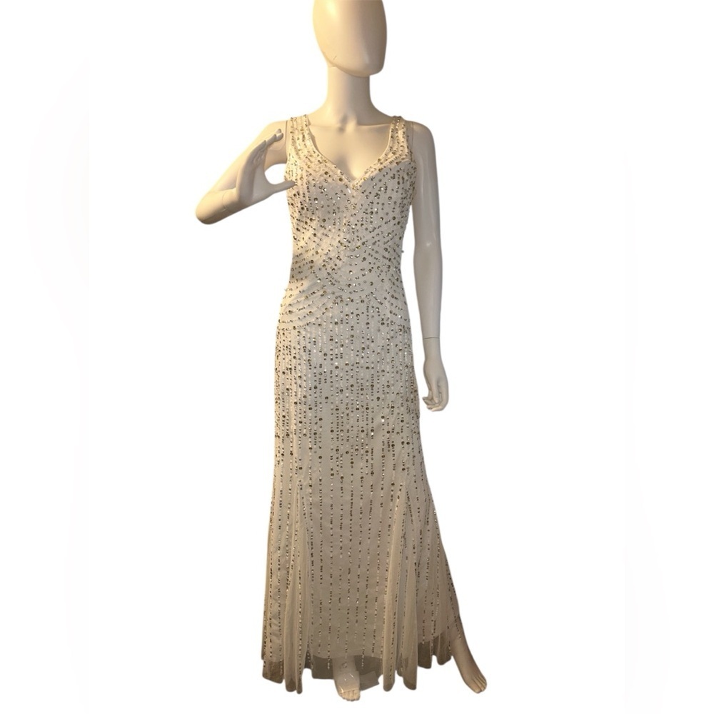 Beautiful White Dress With Sequins Full Length Size 6 By Cache